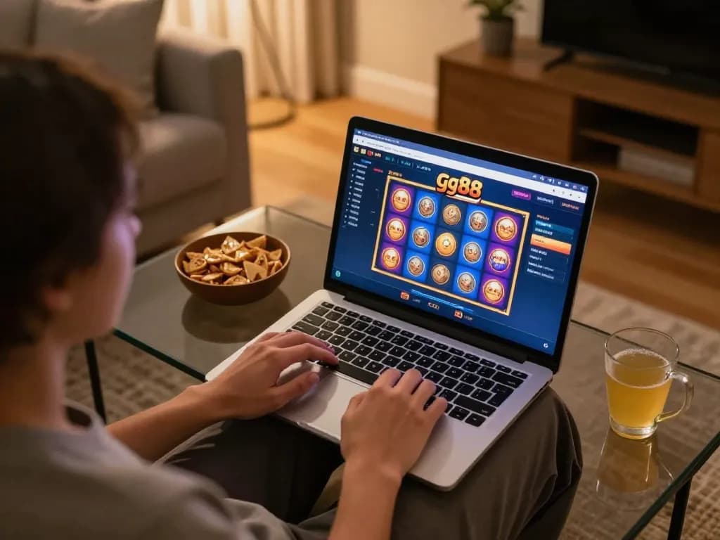 Engaging in slot games on gg88 casino platform from a cozy home setup