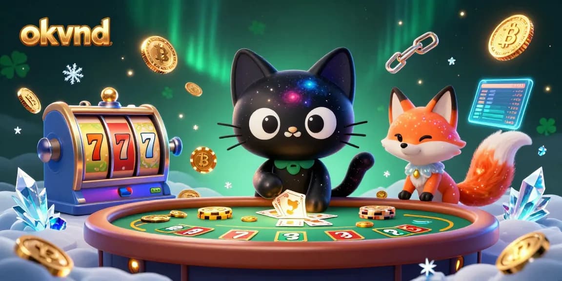 Engage in thrilling gambling with okvnd at the center of a cosmic casino packed with vibrant characters and elements.