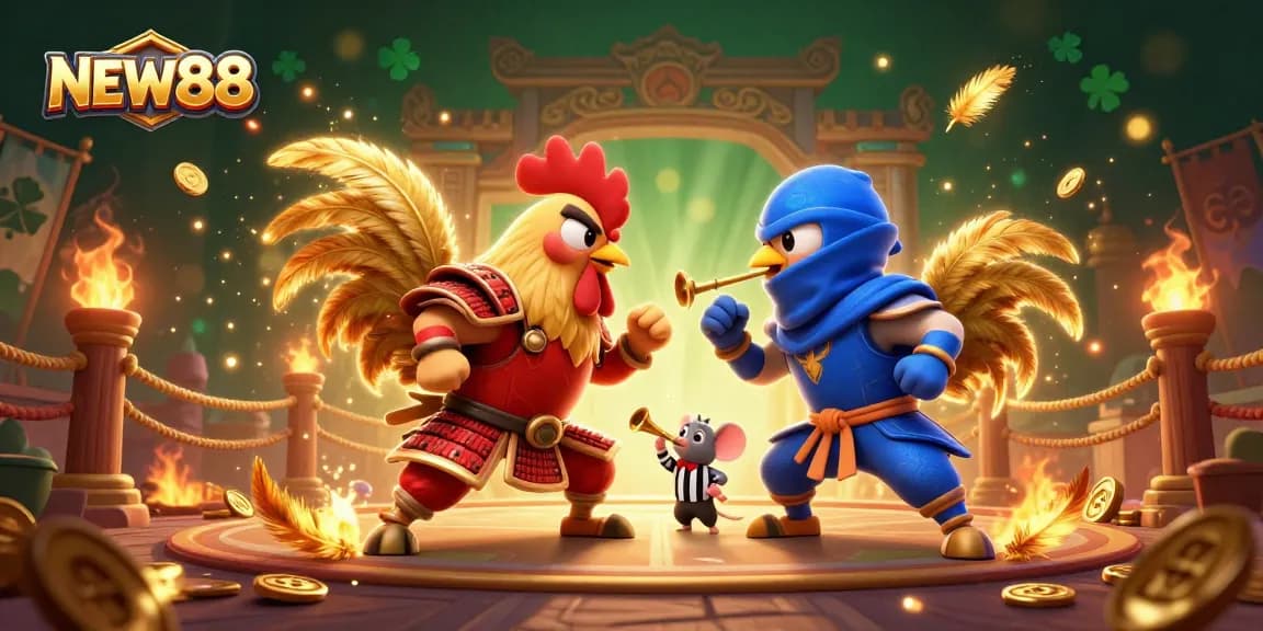 Engage in intense rooster battles at NEW88, showcasing dynamic fighting elements and thrilling action.
