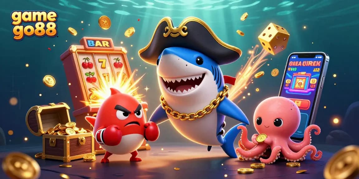 Experience thrilling gameplay with game go88, featuring vibrant cartoon ocean characters and dynamic casino elements.