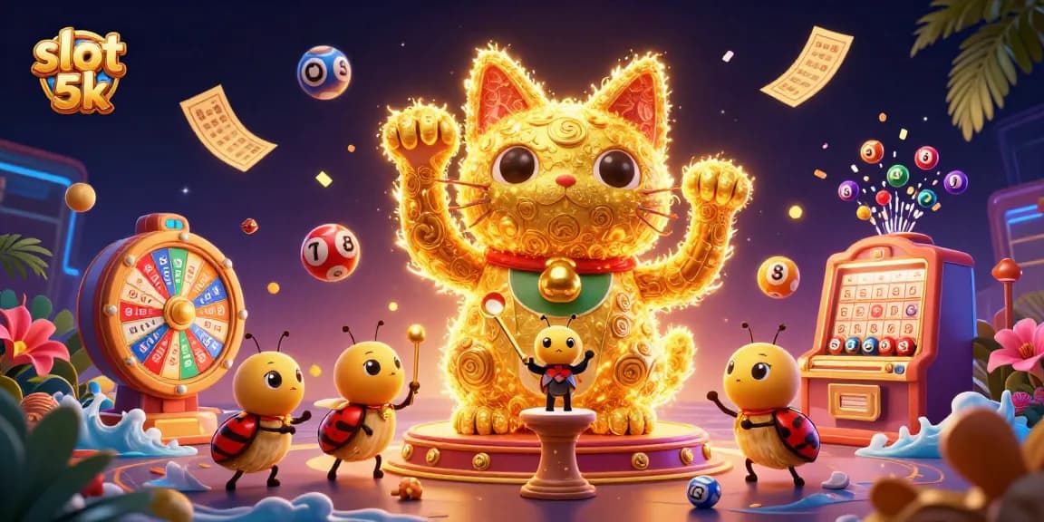 Experience thrilling wins with slot 5k featuring dynamic symbols and vibrant colors in this engaging casino scene.
