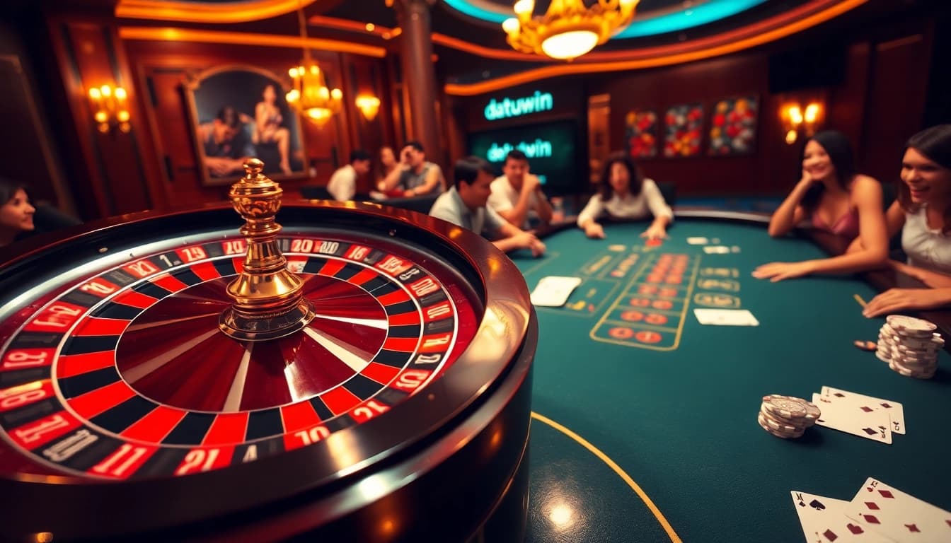 Pemain mesin slot menikmati momen kemenangan di Datukwin Casino.