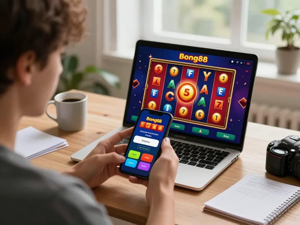 Player enjoying a thrilling experience on the bong88 casino app while playing a colorful slot game.