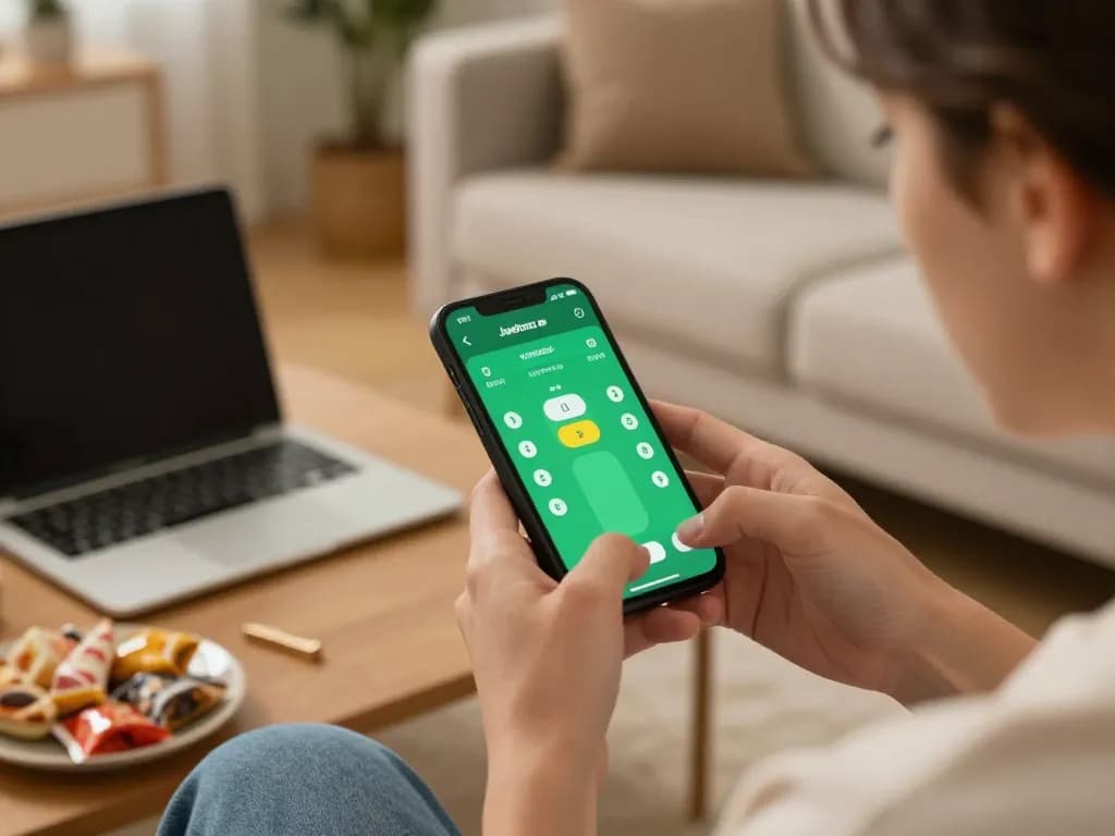 Engaging with the Jeetbuzz App on a smartphone while placing bets in a cozy living room.