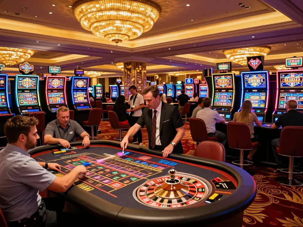 Engaged players placing bets at the XX88 roulette table, capturing the excitement of luxury casino gameplay.