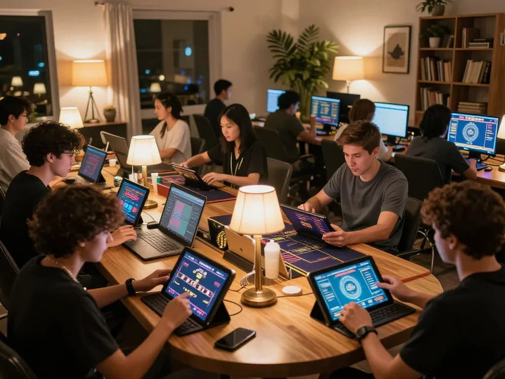 Players engaging in online casino games at RR88, celebrating wins in a cozy environment