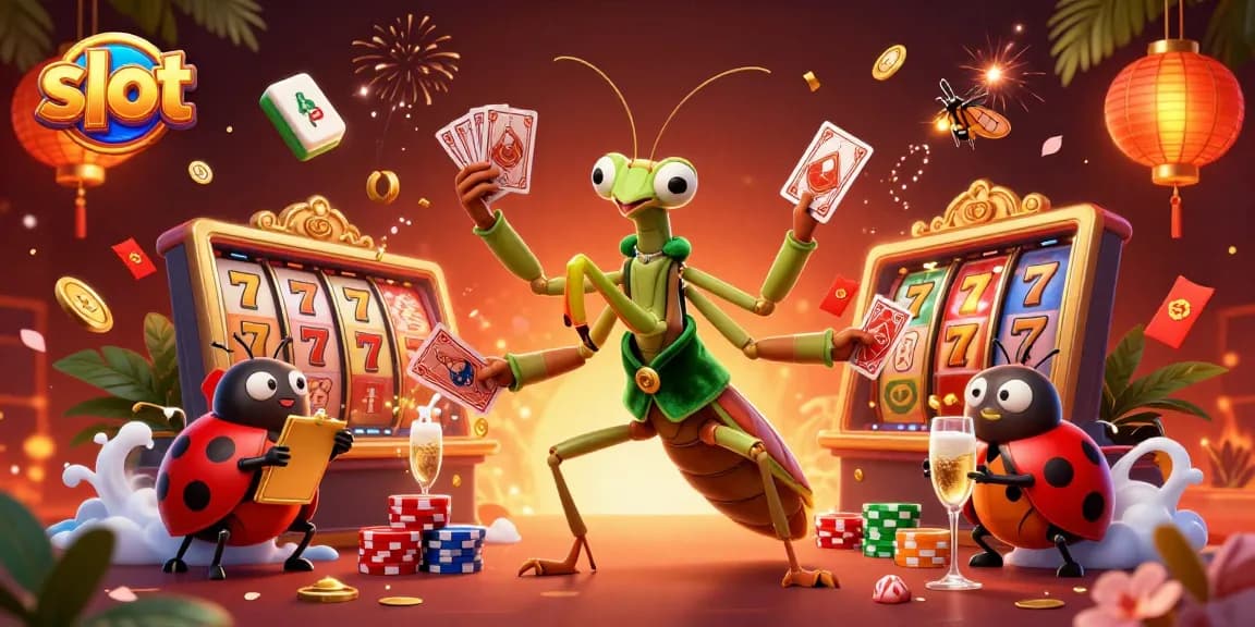 Win big spinning slot reels with colorful characters and festive decor at a vibrant online casino.