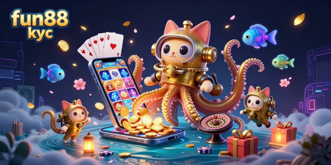 Chơi tại fun88 kyc với hình ảnh độc đáo của một con kraken và nhiều trò chơi cá cược hấp dẫn.