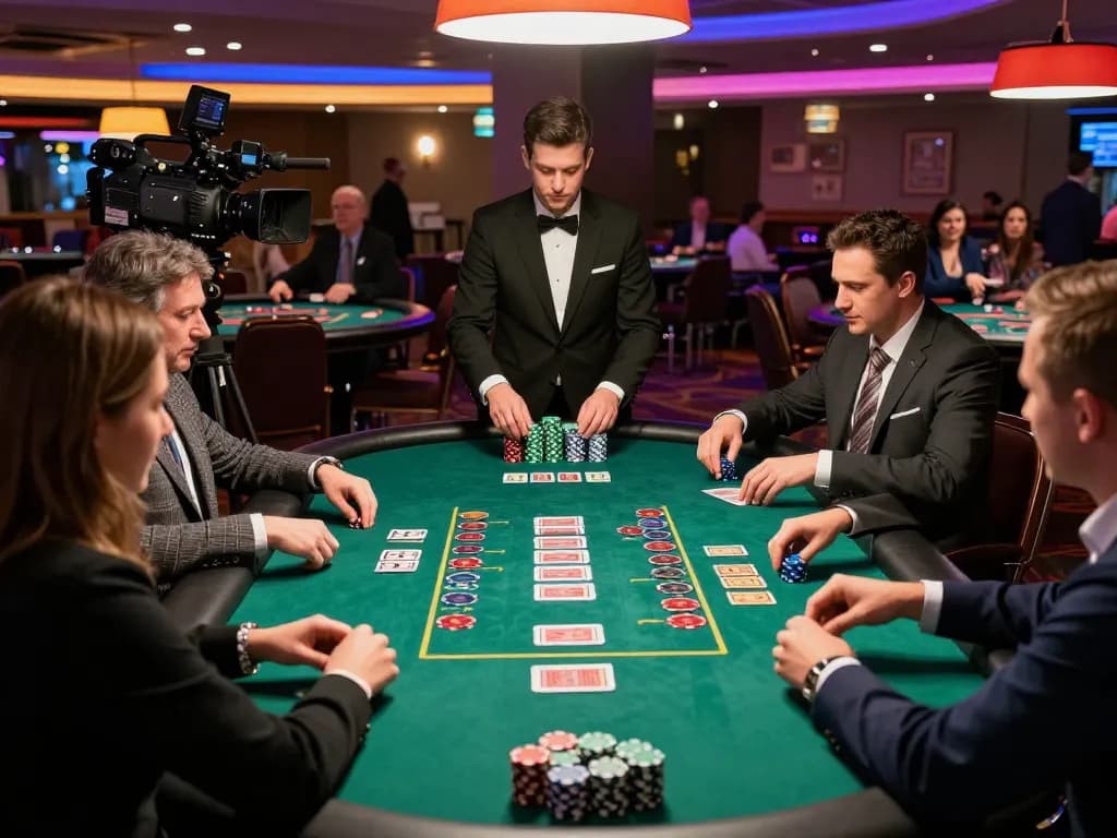 Engaging blackjack gameplay at a modern casino showcasing vipwin atmosphere with players placing bets and interacting