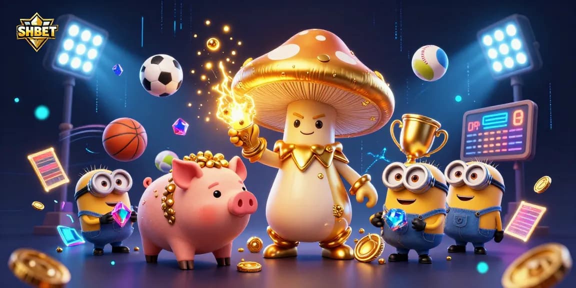 Experience thrilling gaming adventures at SHBET with a vibrant 3D scene showcasing engaging characters and dynamic sports elements.
