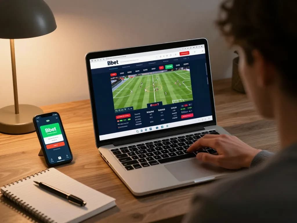 Bbet sports betting gameplay on a laptop with engaging live odds and betting strategies.