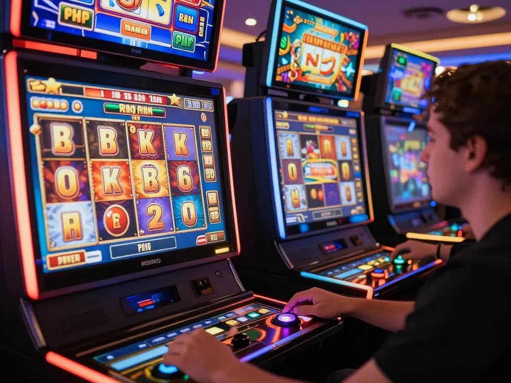 Engaging players explore situs gacor online slots, anticipating big wins with vibrant screen graphics.