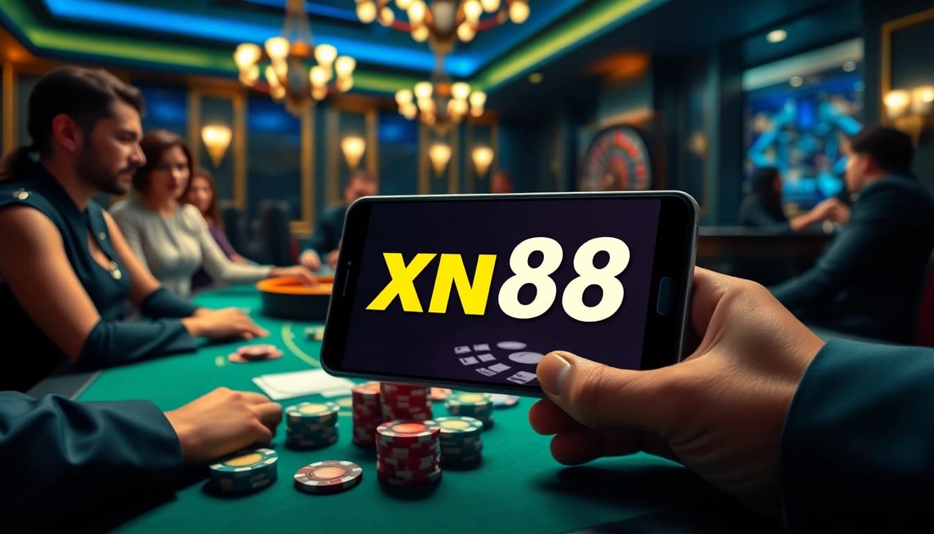 Experience the thrill of gaming with the xn88 app on a luxury poker table.