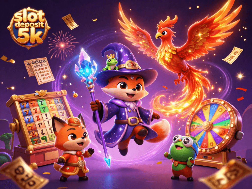 Slot deposit 5k dan meraih jackpot dalam ilustrasi 3D yang memukau dan penuh warna.
