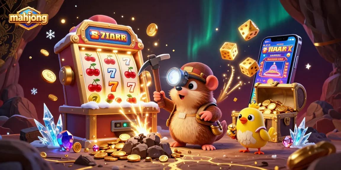 Experience thrilling mahjong gameplay with treasures and rich symbols in a vibrant casino scene.