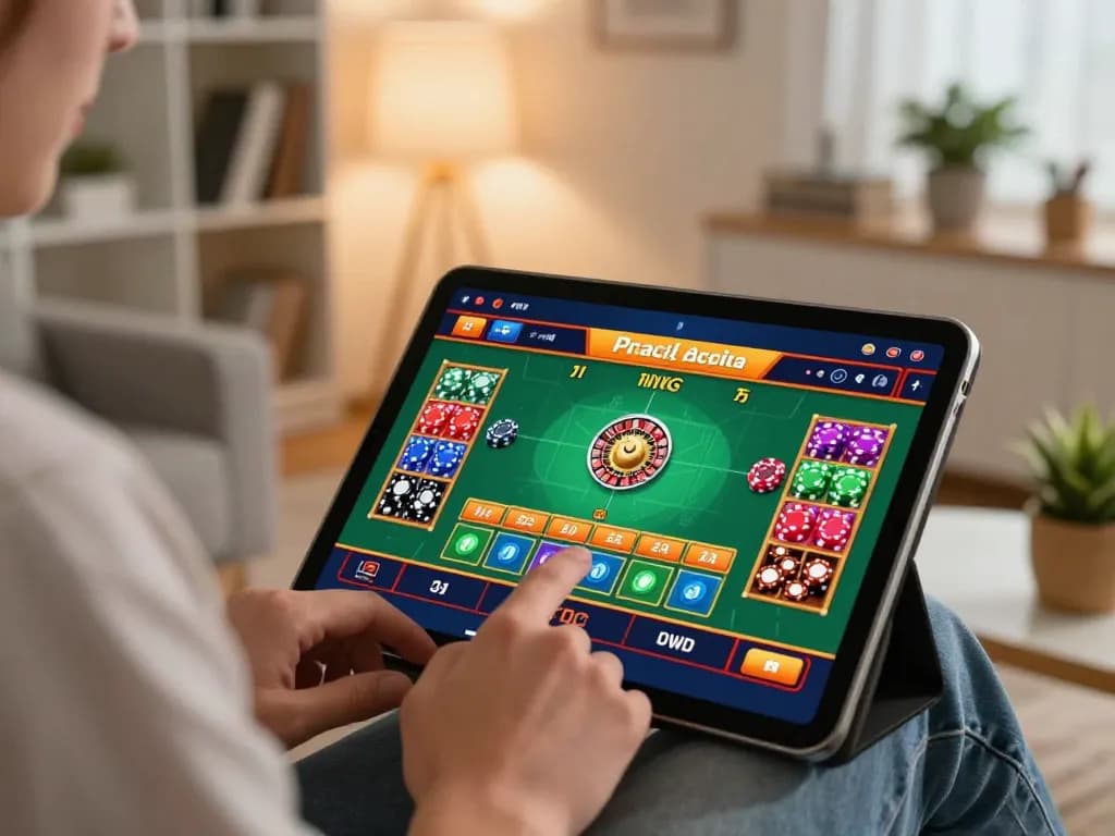 Engaging online roulette gameplay on luck88com tablet in a cozy home environment