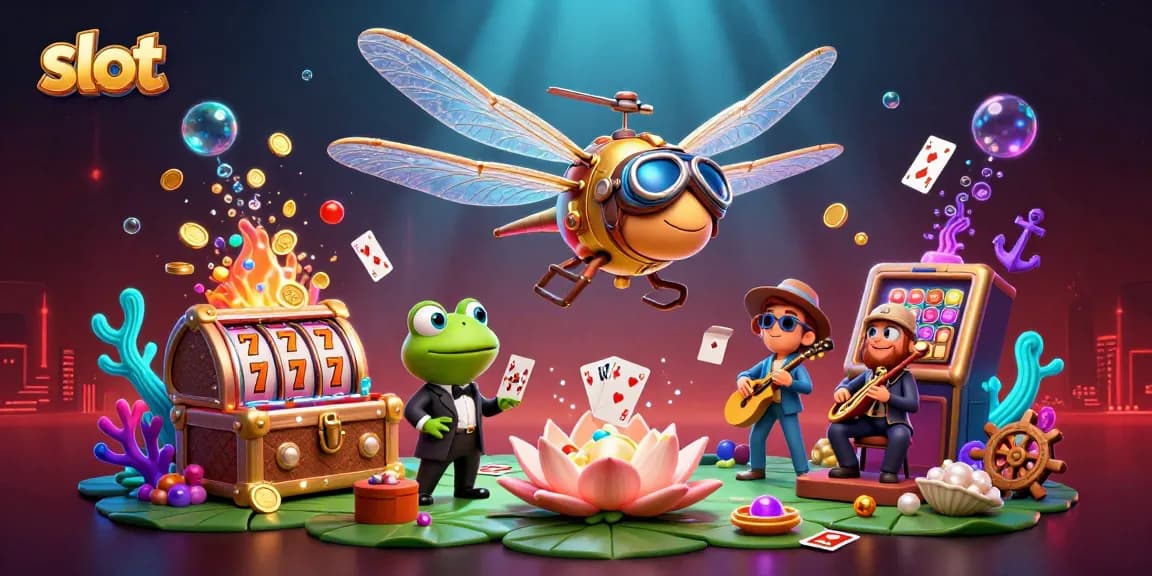Experience thrilling slots at Spaceman with vibrant action from a dragonfly pilot and frog croupier.