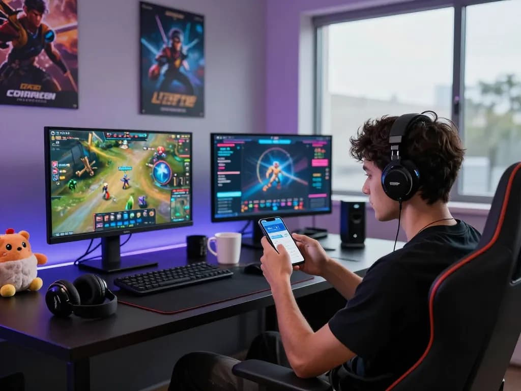 Enjoying the Empire99 app in a modern gaming room with vibrant ambiance.