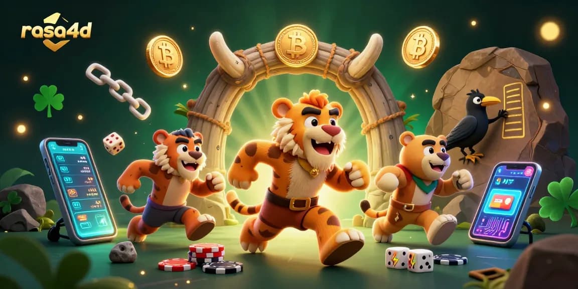 Jelajahi dunia kasino daring Rasa4D dengan karakter unik dalam ilustrasi hidup.