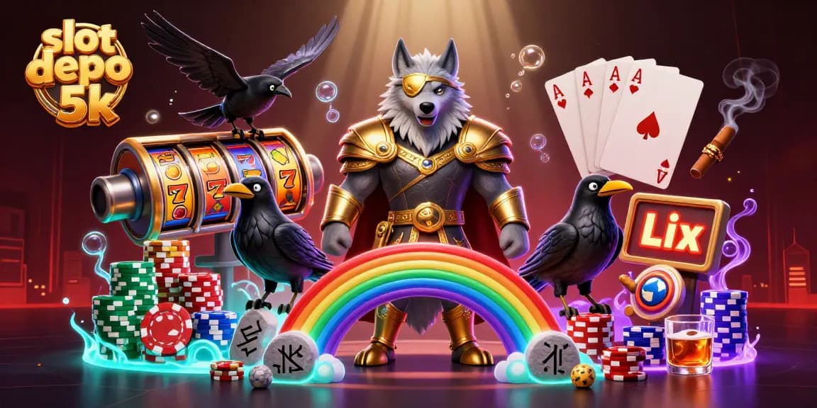 Slot depo 5k menampilkan Odin dan burung hantu di jembatan chip kasino.