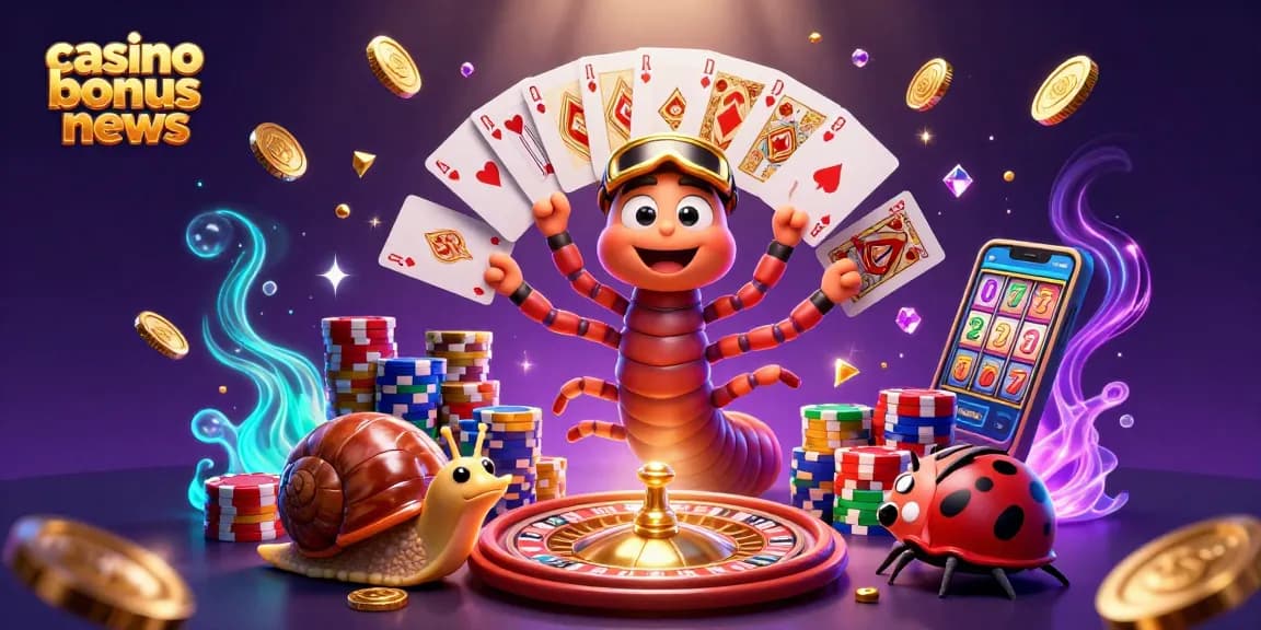 Experience casino bonus news with vibrant 3D cartoon characters amidst cascading coins and roulette wheel.