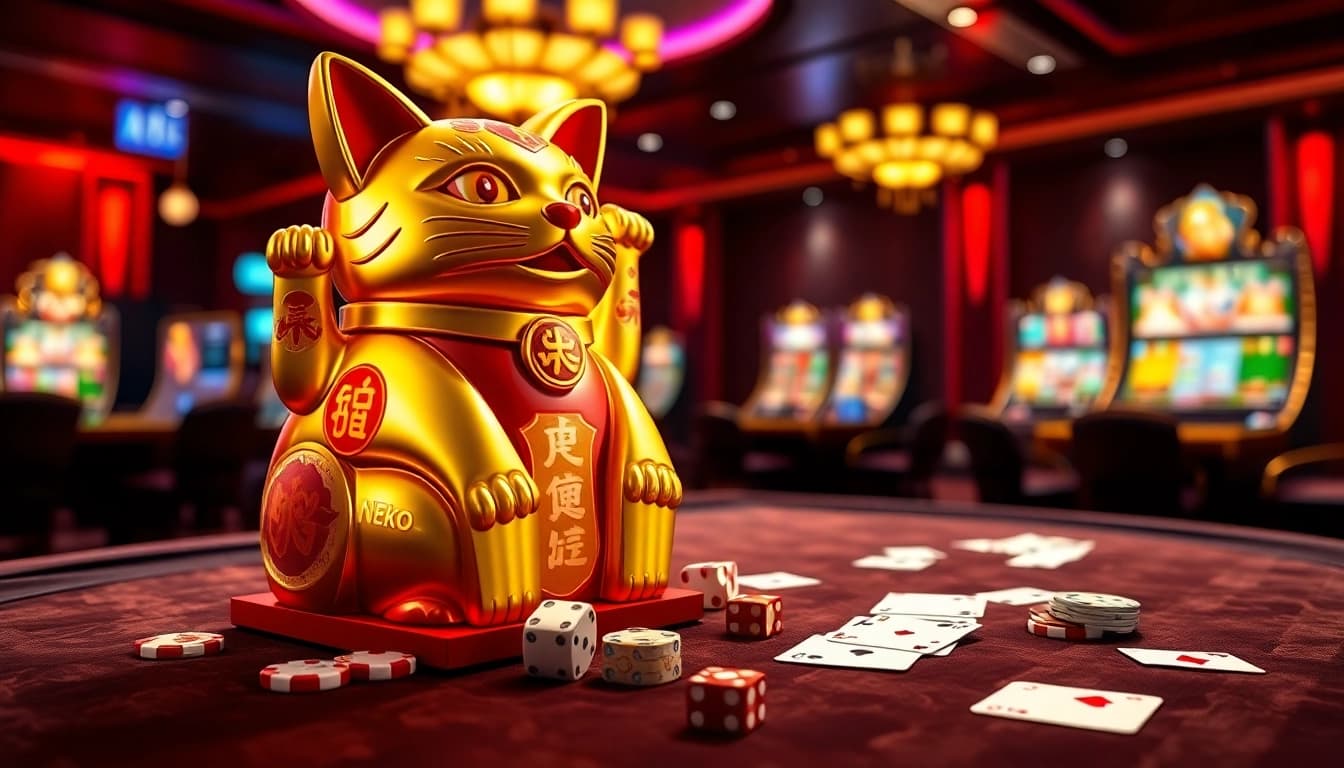 Spin the Lucky Neko PG Soft กติกาเกม slot machine to unlock exciting wins in this vibrant casino scene.