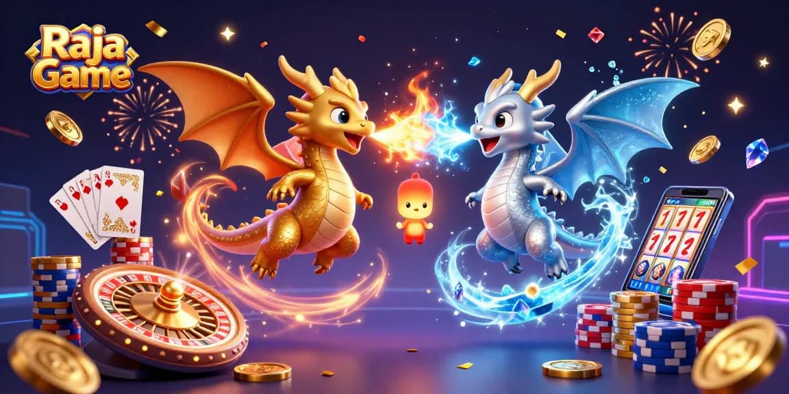 Engage in thrilling gaming with Raja Game's dragon-themed casino adventure, showcasing vibrant 3D visuals and dynamic gameplay.
