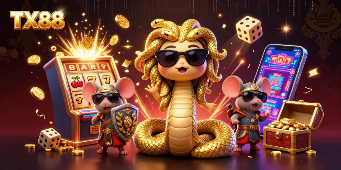 Experience TX88 with lively characters and dynamic casino elements for a vibrant gambling atmosphere