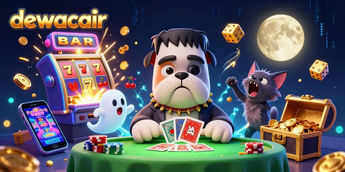 dewacair brings excitement to the table with a playful 3D scene featuring casino elements and unique characters.