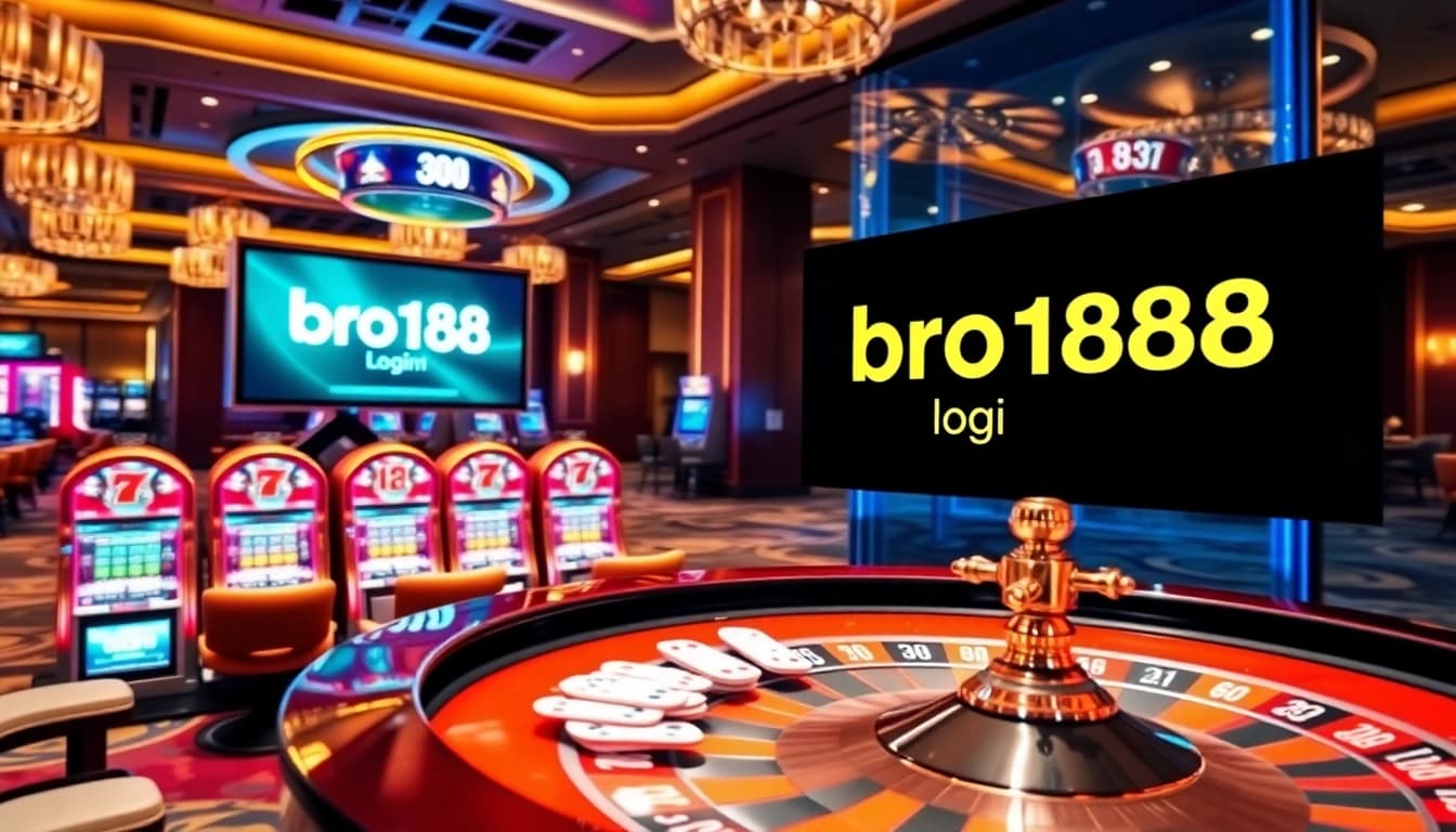 Experience the thrill of bro138 login in a sophisticated casino lobby with luxury slot machines.