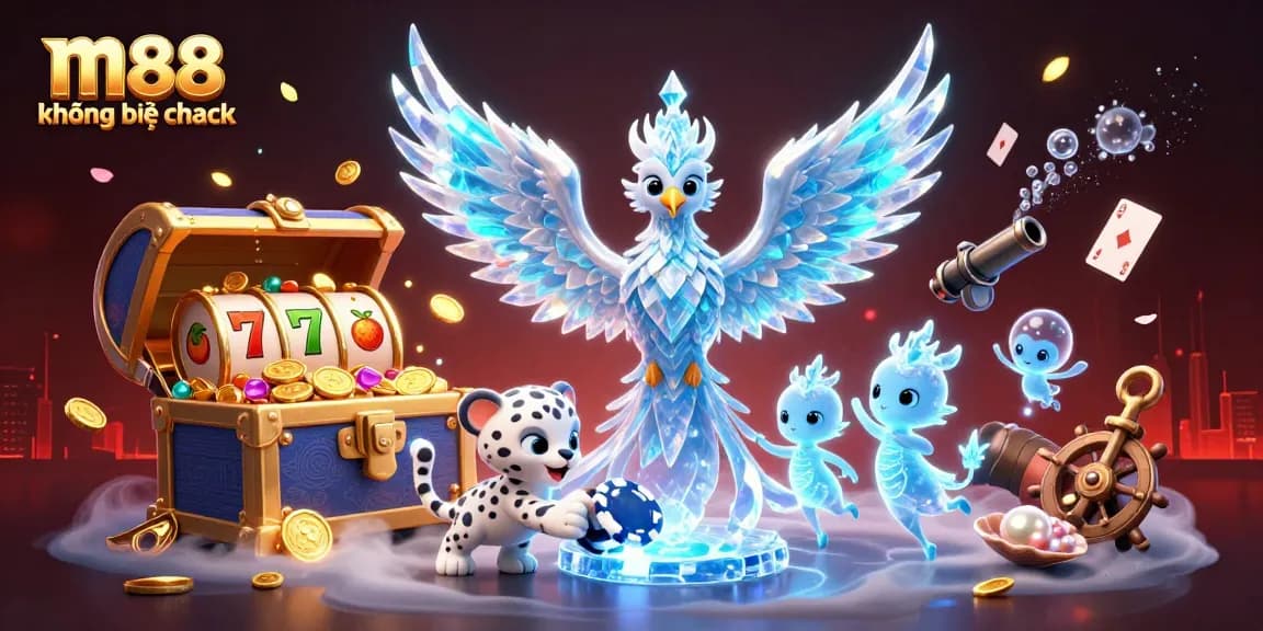 Chiến thắng lớn tại m88 không bị chặn với lối chơi hấp dẫn có hình ảnh phượng hoàng 3D và các biểu tượng sòng bạc sống động.