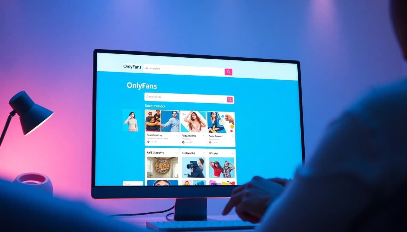 OnlyFans Search interface showcasing creators across diverse categories and modern design elements.