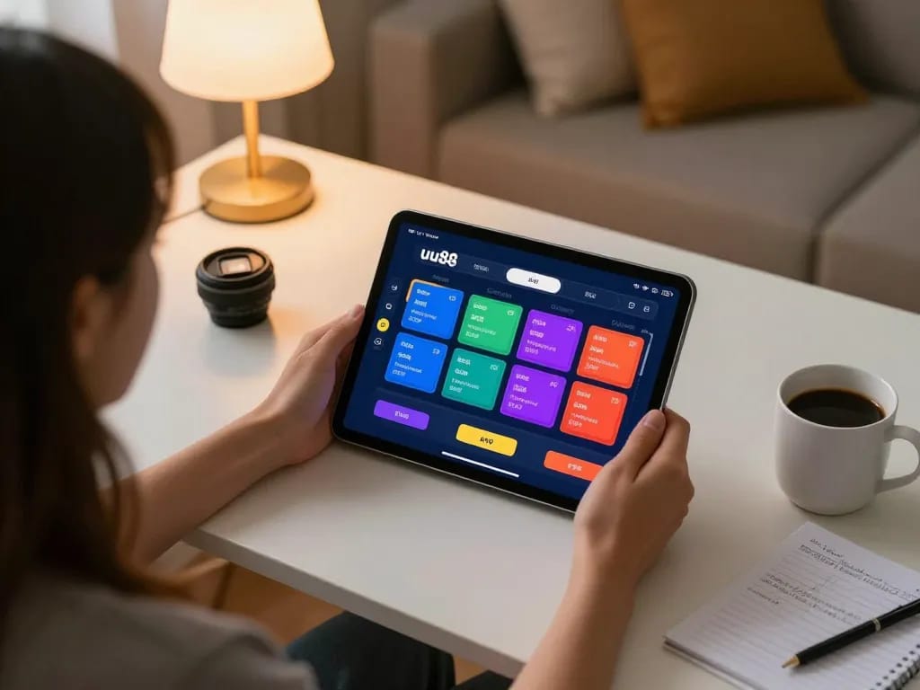 Engaging with uu88 app for an exciting online betting experience in a cozy home setting.
