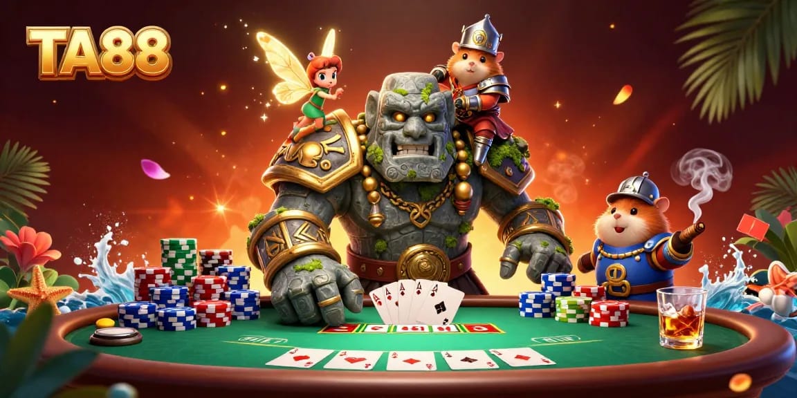 TA88 features vibrant characters and poker elements in an immersive casino scene.
