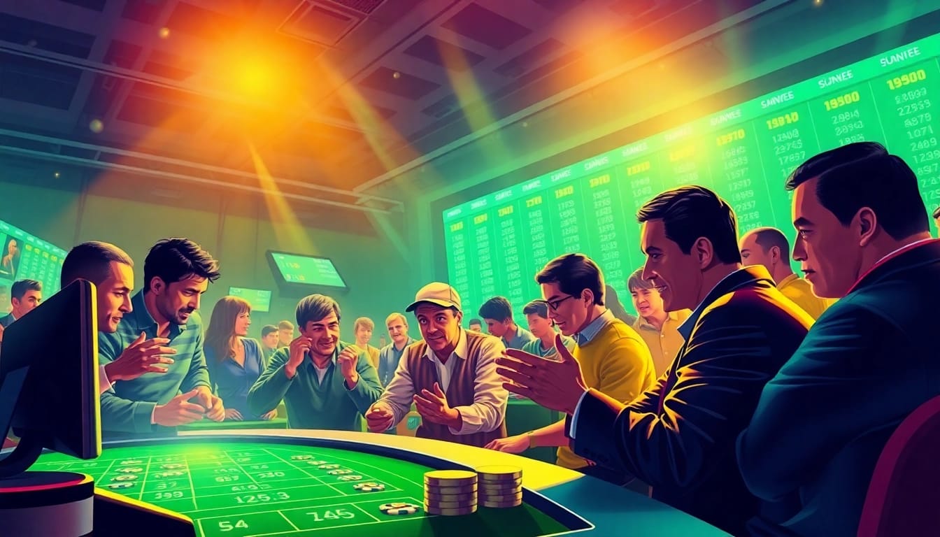 8s sports betting scene illustrating excitement and diversity in an online gambling platform.