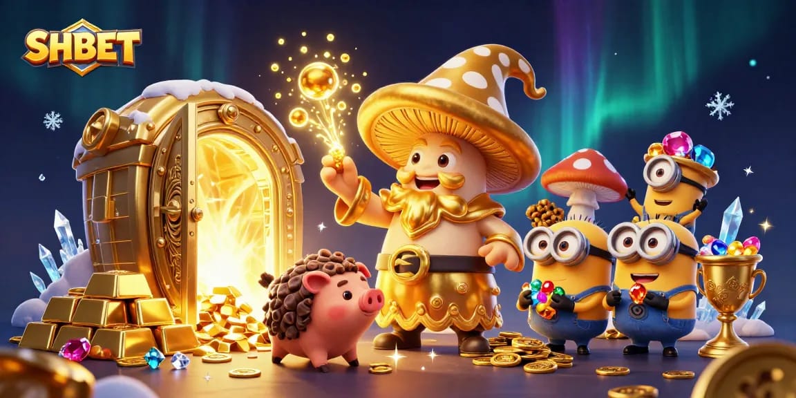 Engage in exciting gameplay at SHBET featuring golden mushroom wizard and treasure elements.