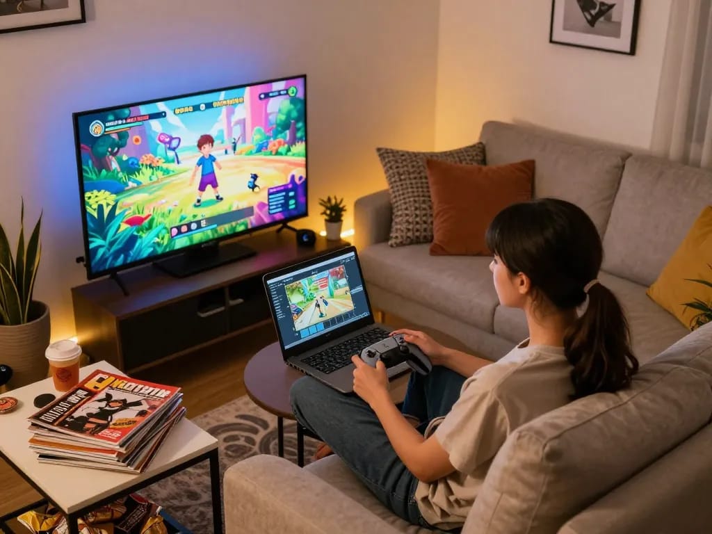 Interactive adult gaming nook showcasing engaging sex game experience with cozy ambiance.