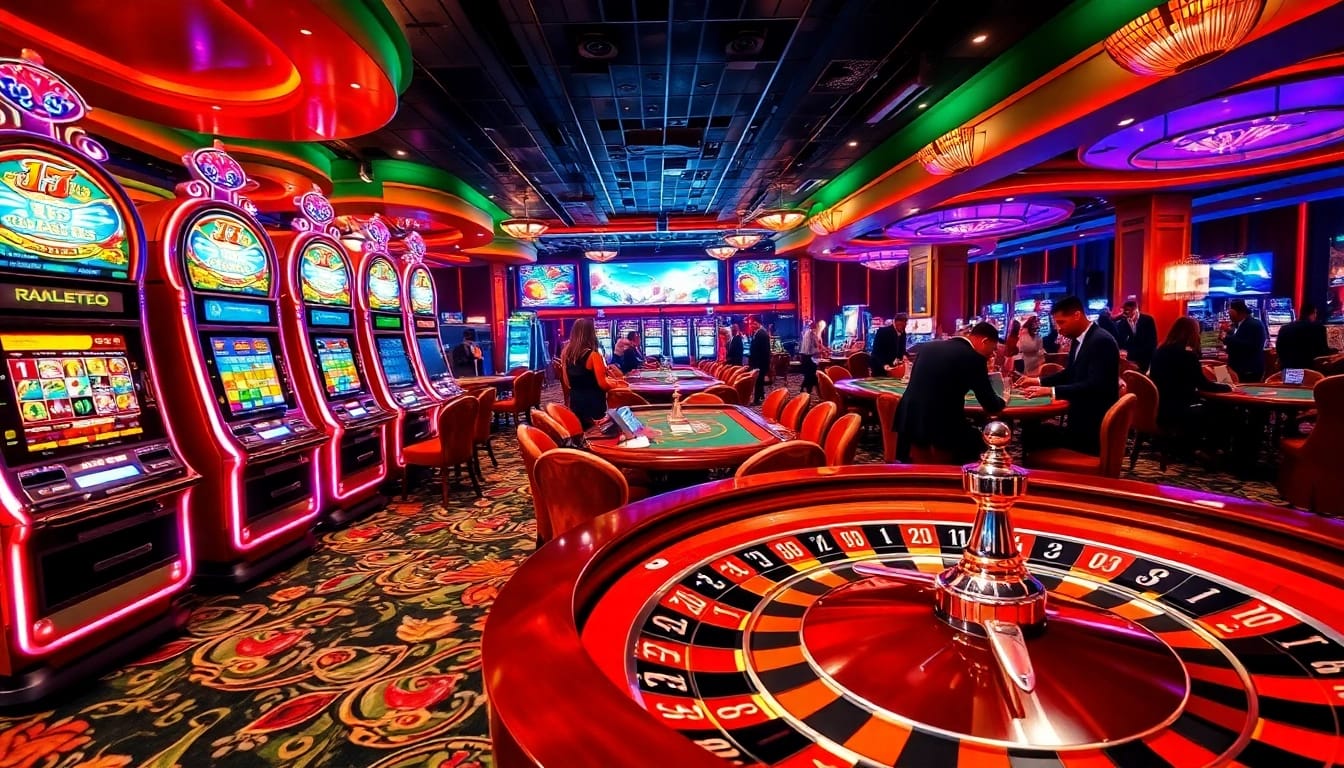 Experience excitement at https://rr88.mov/ featuring vibrant casino visuals and players engaged in thrilling games.