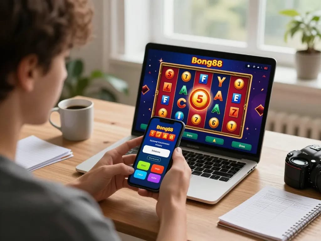 Player enjoying a thrilling experience on the bong88 casino app while playing a colorful slot game.
