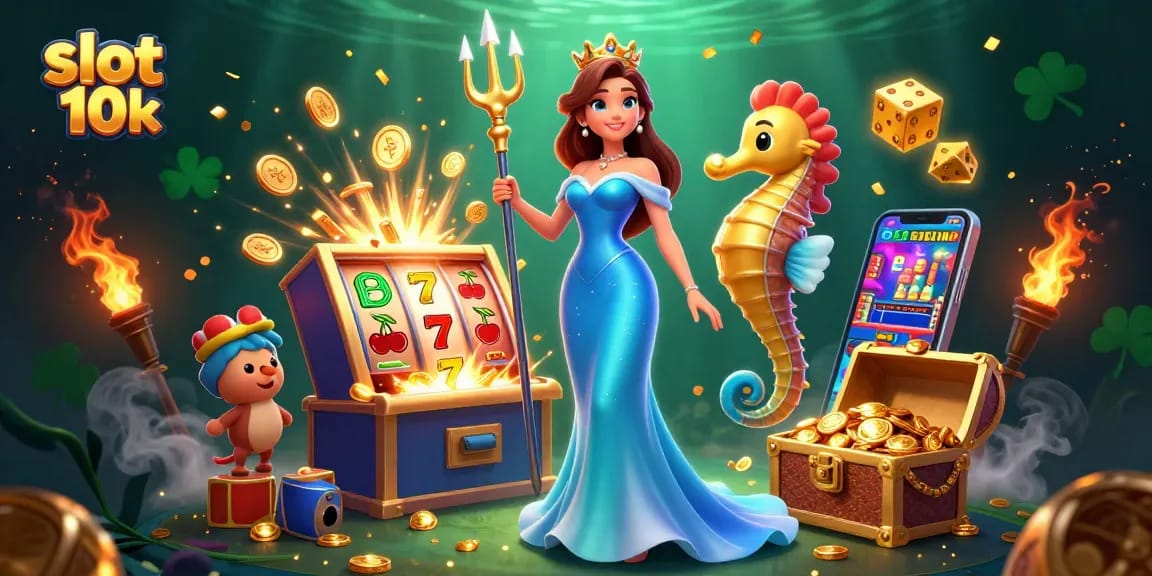 Spin slot 10k and win big with vibrant casino elements in this captivating 3D illustration.