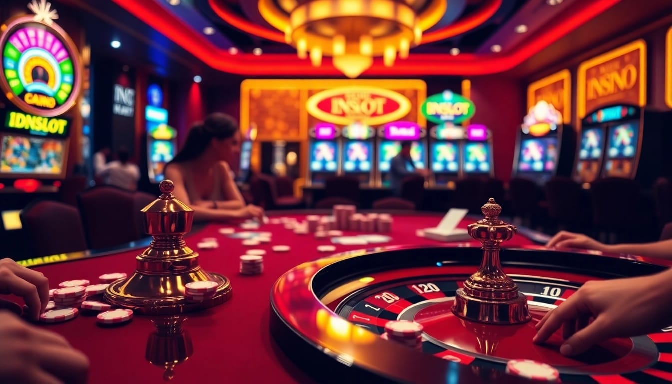 Engaged players celebrate wins at an IDNSLOT gambling table, capturing the essence of excitement.