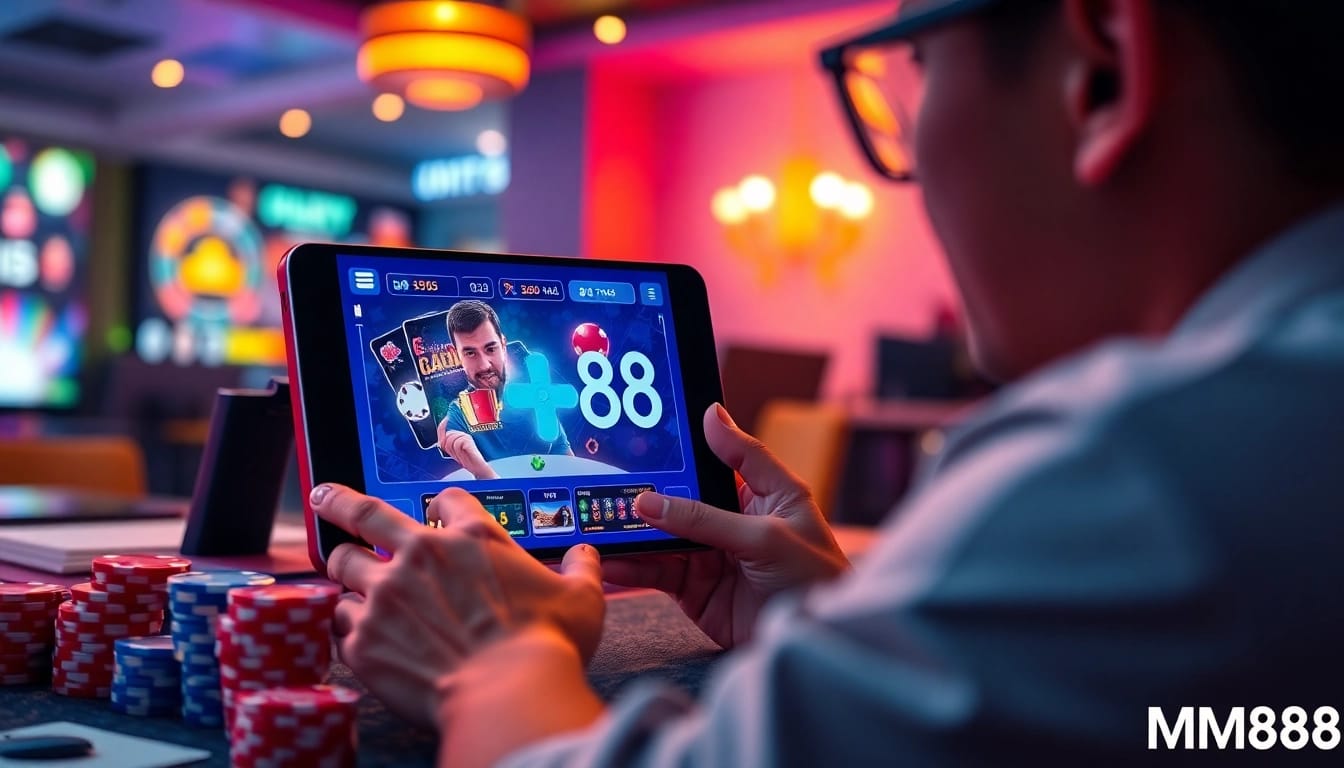 Engaging user interface of mm88 online gaming platform with vibrant colors and gaming elements.