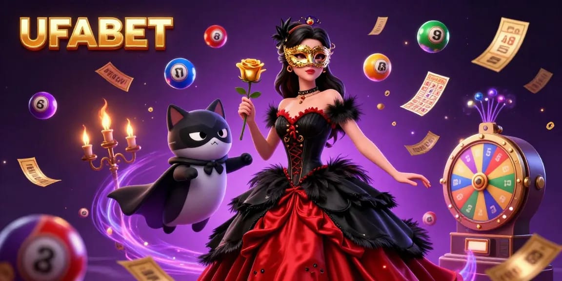 Engage in thrilling UFABET lottery games with colorful balls and a magical ambiance.