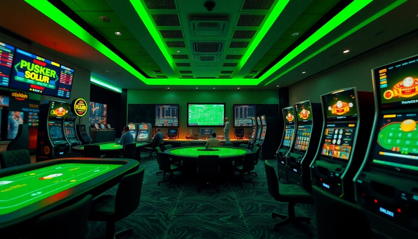 Engaging online gambling scene at https://33win.legal/ featuring modern gaming tables, vibrant colors, and live betting interfaces.