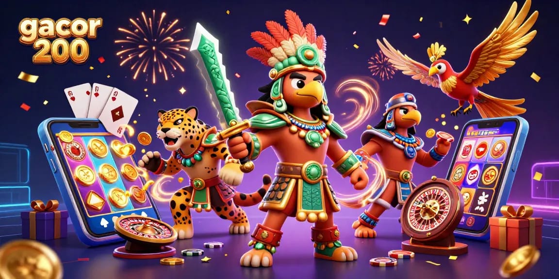 Spin to win at gacor 200 with vibrant slot games, colorful reels, and thrilling casino action.