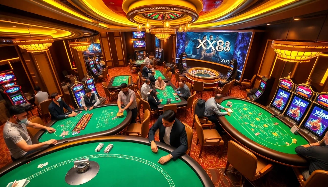 Experience thrilling gameplay at xx88 casino with vibrant tables and engaging slot machines.
