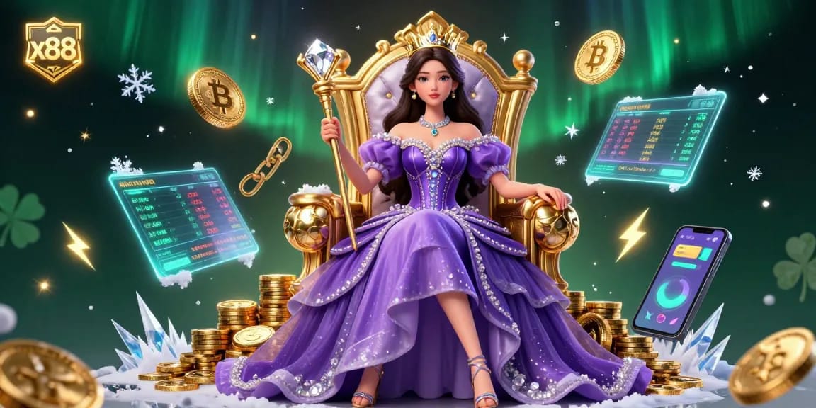 x88 enhances your gaming experience with a vibrant Asian princess in a rich casino scene.