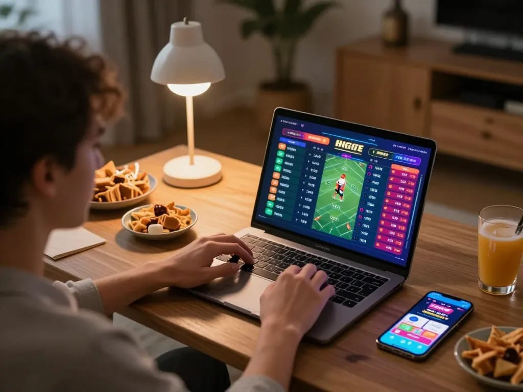 Engaging in toto betting strategies at a modern online gaming setup with live odds displayed