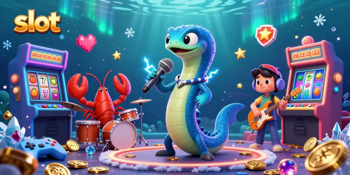 Activate the slot reels with an electrifying performance from a DJ electric eel in an underwater casino.