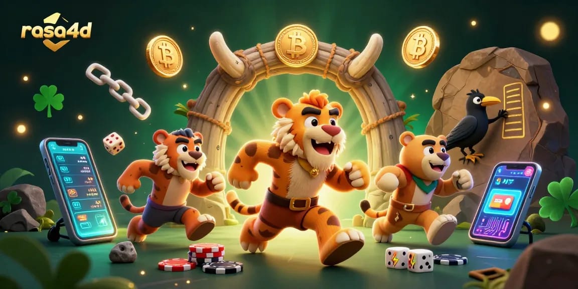 Jelajahi dunia kasino daring Rasa4D dengan karakter unik dalam ilustrasi hidup.